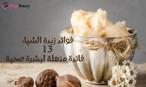 طاولة عليها ثمار من زبدة الشيا ووعاء يحوي زبدة الشيا
